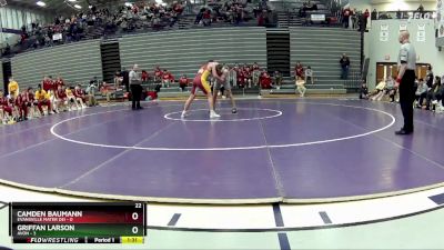 165 lbs 2nd Wrestleback (8 Team) - Camden Baumann, Evansville Mater Dei vs Griffan Larson, Avon