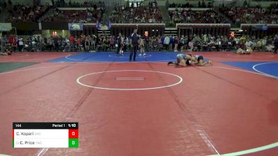 144 lbs Quarterfinal - Colter Price, Thermopolis Wrestling Club vs Conrad Kopari, Dickinson Wrestling Club