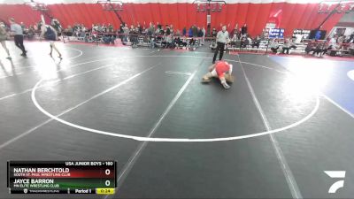 160 lbs Cons. Round 5 - Nathan Berchtold, South St. Paul Wrestling Club vs Jayce Barron, MN Elite Wrestling Club