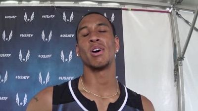 Aleec Harris after 110 hurdle prelim