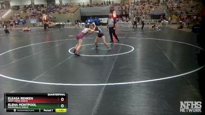 Girls 107 lbs Quarterfinal - Elena Montpool, Nolensville (Girls) vs Eleasa Renken, West Creek (Girls)