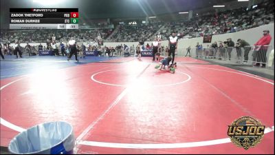 76 lbs Consi Of 8 #2 - Zadok Thetford, Piedmont vs Roman Durkee, Shawnee Takedown Club