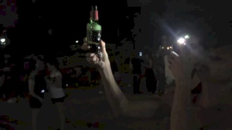 Molly Ludlow celebrates 800m PR with Kara Winger at the Eiffel Tower