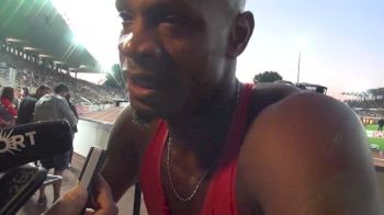 Asafa Powell after getting 2nd to Gatlin