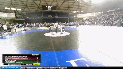 86 lbs Cons. Round 2 - Grayson Schoonover, Okanogan Underground Wrestling Club vs Aj Saldana, Tri-Town Bullyz Wrestling