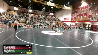 80 lbs Champ. Round 2 - Evan Vendetti, Lincoln Middle School vs Charlie Lock, Lander Middle School