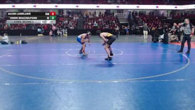 165 lbs Cons. Round 3 - Owen Shackelford, Bishop Kelly vs Jacob Lawelawe, Nampa