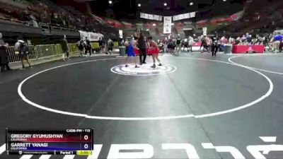 113 lbs 7th Place Match - Gregory Gyumushyan, California vs Garrett Yanagi, California