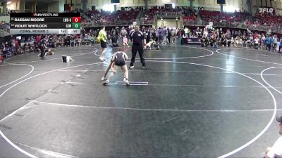 82 lbs Cons. Round 2 - Raegan Moore, Louisville Wrestling Club - Girls vs Violet Whitlock, Crawford Jr. Wrestling