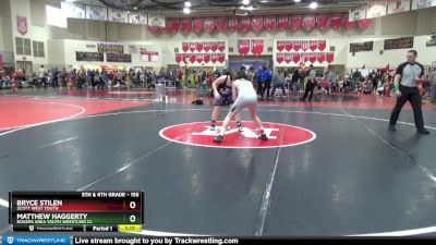 155 lbs Cons. Semi - Bryce Stilen, Scott West Youth vs Matthew Haggerty, Rogers Area Youth Wrestling Cl