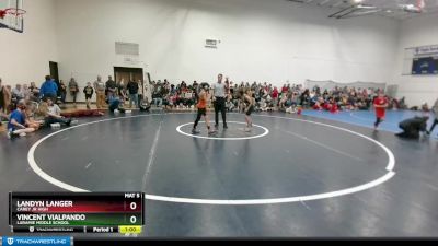 85-91 lbs Round 2 - Vincent Vialpando, Laramie Middle School vs Landyn Langer, Carey Jr High