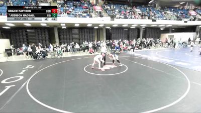 100 lbs Quarterfinal - Addison Hadsall, Unattached vs Gracie Pattison, Bismarck (B.-Henning-Rossville-Alvin)