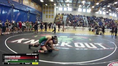 103 lbs Champ. Round 1 - Annamarie Eder, Cocoa Beach High School vs Zahar Zouaki, VHWC