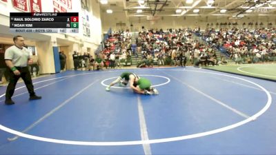 Boys 120 lbs Cons. Round 2 - Raul Solorio Zarco, James Lick Boys vs Noah Kim, Palo Alto Boys