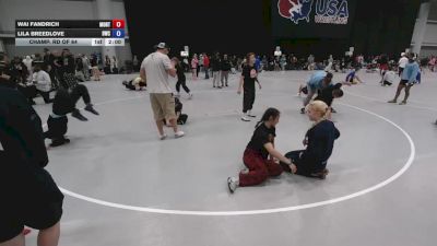 105 lbs Champ. Rd Of 64 - Wai Fandrich, Montana vs Lila Breedlove, Borger Wrestling Club