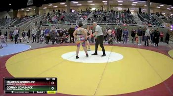 182 lbs Round 3 - Corbyn Schumack, South Medford Mat Club vs Maximus Rodriguez, HotShots Wrestling