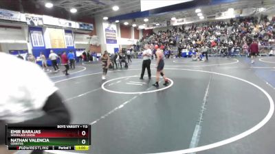 113 lbs Cons. Round 3 - Emir Barajas, Woodlake Union vs Nathan Valencia, Cerritos