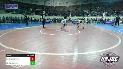 76 lbs Consi Of 4 - Cole Johnson, Black Fox Academy vs Hayes Daniel, Honey Badgers Wrestling Club