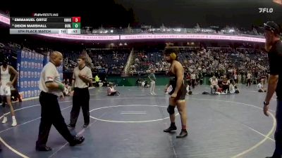 3A 157 lbs 5th Place Match - Deion Marshall, Dudley vs Emmanuel Ortiz, Kings Mountain High School