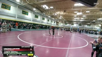 50 lbs Cons. Round 4 - Vincenzo Cheverie, Dickinson Midgets vs Corbyn Westall, Brookings Wrestling Associatio