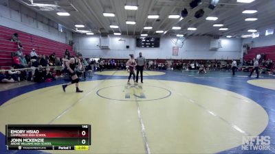 146 lbs Champ. Round 2 - John McKenzie, Archie Williams High School vs Emory Hsiao, Campolindo High School