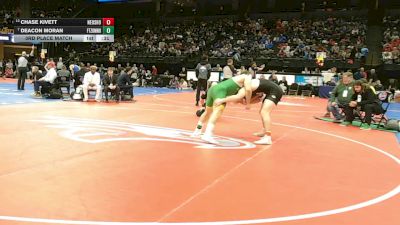 190 Class 4 lbs 3rd Place Match - Deacon Moran, Ft. Zumwalt North vs Chase Kivett, Neosho