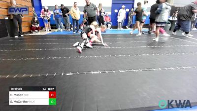 51-54 lbs Rr Rnd 3 - Bryton Mason, Cowboy Wrestling Club vs Stella McCarther, Weatherford Youth Wrestling