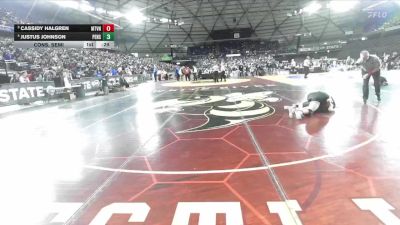 Girls 3A 120 lbs Cons. Semi - Justus Johnson, Peninsula (Girls) vs Cassidy Halgren, Mount Vernon (Girls)