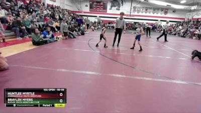 50-55 lbs Round 2 - Huntlee Myrtle, Harrisonville Youth Wrestling vs Braylen Myers, Butler Youth Wrestling Club