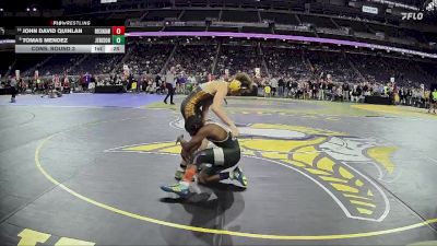 D1-120 lbs Cons. Round 3 - John David Quinlan, Rochester Adams vs Tomas Mendez, Jenison HS