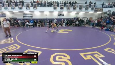 98 lbs Semifinal - Tucker McDonald, Powell Middle School vs Ryker Sayler, Thermopolis