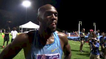 LaShawn Merritt after winning the 300m at the American Track League