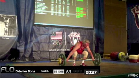 Boris Didenko (M75, 77kgs) Snatch 53 kgs