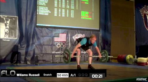 Russell Williams (M75, 85kgs) Snatch 50 kgs