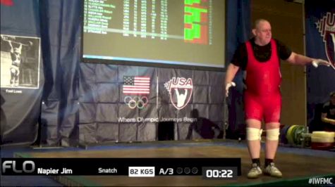 Jim Napier (M70, 94kgs) Snatch 82 kgs