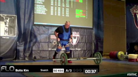 Kim Butts (M70, 105+kgs) Snatch 50 kgs