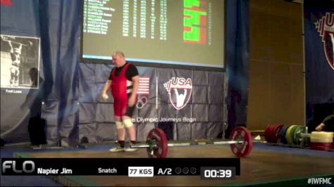 Jim Napier (M70, 94kgs) Snatch 77 kgs