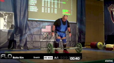 Kim Butts (M70, 105+kgs) Snatch 45 kgs