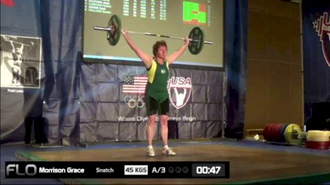 Grace Morrison (W60, 75kgs) Snatch 45 kgs