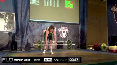 Grace Morrison (W60, 75kgs) Snatch 43 kgs
