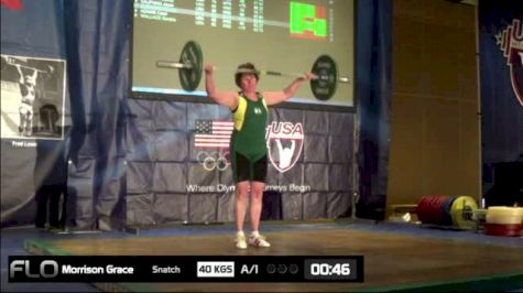 Grace Morrison (W60, 75kgs) Snatch 40 kgs