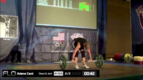 Carol Adams (W65, 63kgs) CJ 41 kgs