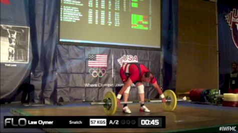 Clymer Law (M65, 105kgs) Snatch 57 kgs