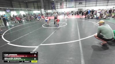 85 lbs Quarterfinal - Cam Johnson, Corprate Landing Middle School vs Benjamin Robson, Williamsburg Wrestling Club