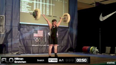 Gretchen Hillman (W50, 69kgs) Snatch 37 kgs