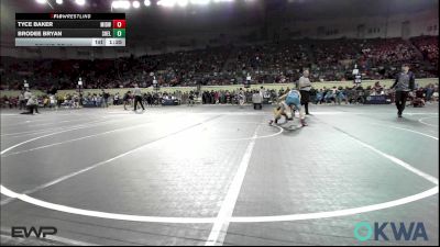 100 lbs Round Of 16 - Tyce Baker, Midwest City Bombers Youth Wrestling Club vs Brodee Bryan, Shelton Wrestling Academy