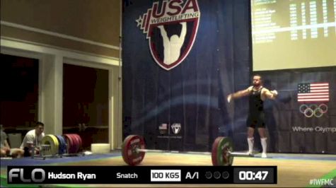 Ryan Hudson (M35, 77kgs) Snatch 100 kgs
