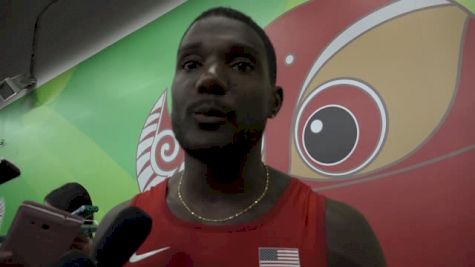 Justin Gatlin after getting edged out by Usain Bolt in 100m final