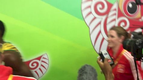 Usain Bolt watches Gatlin run 200