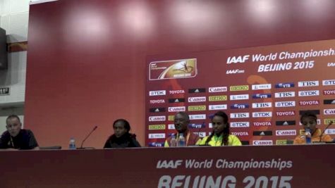 Genzebe Dibaba, Faith Kipyegon, Sifan Hassan at 1500m press conference